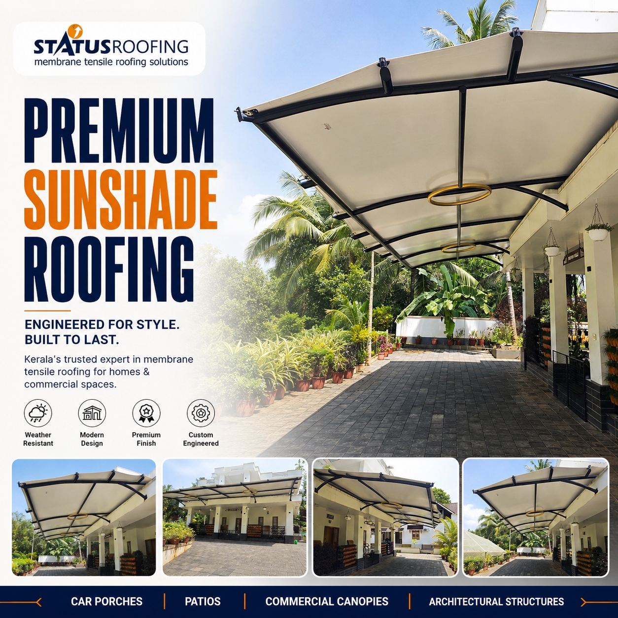 Modern Villa Patio Sunshade Alappuzha